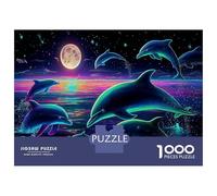 Neon Dolphins Night Ocean Puzzle De 1000 Piezas - Diseño Complejo - Entrenamiento Mental 70x50cm/1000pcs