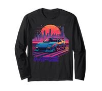 Neon Dreams: Coche deportivo japonés de los años 90 MR2 en Cyberpunk City Manga Larga