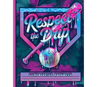 Neon Drip Baseball Bat and Ball Composition Notebook, Sports Journal for Kids, Teens, Little League, PE Class, and Youth Athletes