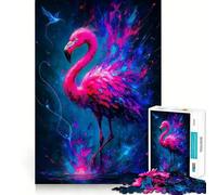 Neon Flamingo︰ Rompecabezas de Arte Vibrante con Salpicaduras de 1000 Piezas para Adolescentes Juguete para aliviar el estrés Bordes precisos (38x52cm)