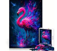 Neon Flamingo︰ Rompecabezas de Arte Vibrante con Salpicaduras de 1000 Piezas para Adolescentes Juguete para aliviar el estrés Bordes precisos (38x52cm)