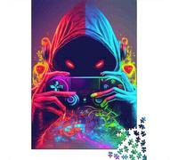 Neon Gamer Rompecabezas para Adultos Split Color 1000 Piezas Papel Reciclado para Adultos Rompecabezas Divertido Regalo Y Actividad En Casa 52x38cm/1000pcs