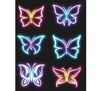 Neon Glow Butterflies Notebook: Vibrant 100-Page Wide Ruled Composition Book with Bright Butterfly Designs for Teens, Girls, and Creative Souls