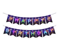 Neon Glow Happy Birthday Banner Glow in the Dark Birthday Party Decoration Banner para nios Adultos Let's Glow Happy Birthday Party Accessory