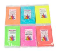 Neón Holi en polvo, 100 g, paquete de 6 unidades reactivo UV bajo luz negra, polvo Gulal Holi Festival