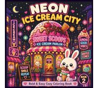Neon Ice Cream City: Bold & Easy Cozy Coloring Book (Neon Treats Collection)