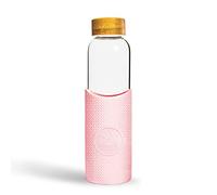 Neon Kactus - Botella de Vidrio de Borosilicato Soplado a Mano con Tapón de Bambú, Botella de Cristal con Funda de Silicona para Uso Alimentario, Botella Reutilizable sin Plástico, 550 ml