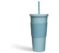 Neon Kactus Termo para Cafe de 22oz | Taza Térmica Para Llevar Con Funda de Silicona | Vaso Con Pajita Incluida | Mantiene Tu Bebida Fría y Caliente | Super Sonic