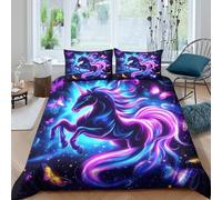 Neon magical Funda Edredon Microfibra 3 Piezas Compuesto Impresión 3D Cierre de Neon magical arte estilo Funda de Edredón Fundas de Almohada Antibacteriana Antialérgica for niña Single（135x200cm）