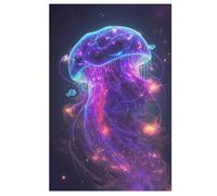 Neon medusa Puzzles 1000 Piezas Adultos, Puzzle de Madera Juegos De Habilidad Para Toda La Familia,Juego De Equipo Building 78×53cm