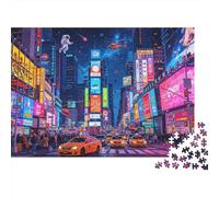Neon New York Puzzle for Adultos 1000Pc Reciclable Paper City Lights Puzzles Juego Educativo Challenge Ideal for Family and Friends Gifts 52x38cm/1000pcs