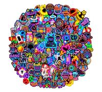 Neón Pegatinas de Vinilo,100 PCS Pegatinas Reutilizables Aesthetic de Vinilo Impermeables para Moto Bicicleta Coche Skate Álbum de Recortes Stickers Kawaii Autocolantes para Más Usos