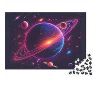Neon Planet System Navidad 1000 Piezas Rompecabezas Adultos Planeta Cósmico con Anillos Neón en Espacio Premium Robusto Vibrante Desafiante Regalo 52x38cm/1000pcs