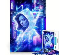 Neon Rain Rompecabezas difícil para Adultos 1000 Piezas Juguete de Tren lógico Tiempo de Paz Corte Suave Regalo Premium (38x52cm)