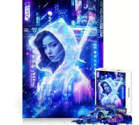 Neon Rain Rompecabezas difícil para Adultos 1000 Piezas Juguete de Tren lógico Tiempo de Paz Corte Suave Regalo Premium (38x52cm)