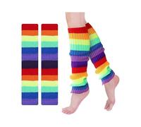 Neon Rainbow Leg Warmers for Women Girls - Cute Ribbed Knit Pack, Perfect for 80s Party, Sports & Yoga
