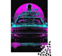 Neon Retro Muscle Car Art Print Puzzles Imposible,desafío para Adultos Juego Educativo 1000 Piezas Obra De Arte De Juego De para Adultos Y Niños 52x38cm/1000pcs
