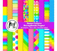 Neon Scrapbook Paper: Neon Backgrounds Collage Papers, Bright Geometric Patterns Craft Paper for DIY Card Making, Scrapbooking, Junk Journaling, Mixed ... Arts and Crafts for Kids, 8.5 x 8.5 inch