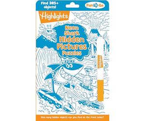 Neon Shark Hidden Pictures Puzzles: Fun Seek-and-find Kids Activity Book for Ages 69 With over 300 Hidden Objects and Bonus Gel Marker for On-the-go Play (Highlights Fun to Go)