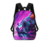 Neon Speed Future Racing Car Mochilas Escolares De Moda Para Papelería, Impermeables, Informales, Para Hombres, Mujeres Y Adolescentes 17inch