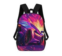 Neon Sports Car Speed Mochila Escolar Infantil De 17 Pulgadas, Mochila Escolar Impresa En 3D Para Niños De Primaria Y Secundaria