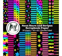 Neon Stars and Stripes Scrapbook Paper: Bright Collage Papers, Neon Craft Paper for DIY Card Making, Scrapbooking, Junk Journaling, Mixed Media, ... Arts and Crafts for Kids, 8.5 x 8.5 inch