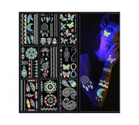 Neon Tattoos, Adhesive Tattoos, Temporary Make-up Uv Body & Face Painting Tattoo Sticker for Women Men, Accessory for Black Light Uv Party Festivals 8