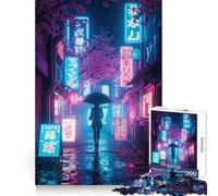 Neon Tokyo Rainy Night Teenager Rompecabezas 1000 Piezas Recall Boost Gentle Leisure Clean Cut Santa Wish List (38x52cm)