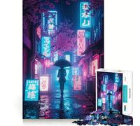 Neon Tokyo Rainy Night Teenager Rompecabezas 1000 Piezas Recall Boost Gentle Leisure Clean Cut Santa Wish List (38x52cm)
