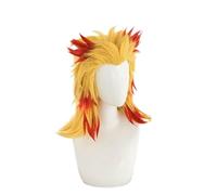 Neon traje de ropa Cosplay peluca de Halloween Cosplay Demon Slayer Kimetsu no Yaiba Rengoku Kyoujurou peluca fiesta espectáculo de Halloween peluca