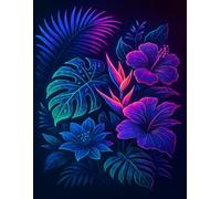 Neon Tropical Flowers Grid Notebook (8.5 x 11 Inches): Vibrant Graph Paper Journal for Writing, Notes, Sketching, Study and Creative Planning