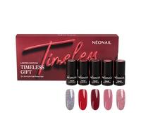 NÉONAIL Esmaltes Semipermanentes Para Uñas - Set UV Pintauñas Semipermanentes TIMELESS GIFT 5 x 3 ml - Gel Uñas Rosa Rojo Plata - Nail Art - Manicura - Idea Regalo Navidad