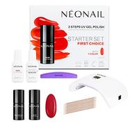 NÉONAIL FIRST CHOICE Starter Set - Pintauñas Semipermanentes - Lampara Uñas Semipermanentes - Gel Uñas - Top Coat - Lampara de Uñas - Manicura - Base Coat - Colores Uñas - Kit - Unhas - Lima Uñas