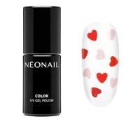 NÉONAIL Pintauñas Semipermanentes 7,2 ml - Transparente con Corazones Rosa-Rojo - Never-Ending Love - Para Uñas - Gel Uñas - Manicura - Nail Art - Brillo Uñas - Laca De Uñas - Esmalte Uñas