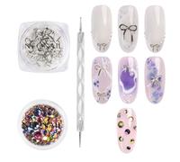 NÉONAIL Set de Decoraciones para Uñas Lazos 3D y Cristales con Dotting Tool