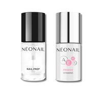NÉONAIL Set Preparación de Uñas - Nail Prep 7,2 ml y Nail Primer Vitamins 7,2 ml - Máxima Adherencia y Fortalecimiento de las Uñas