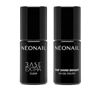 NÉONAIL Shiny Nails Set - Base Extra Soft 7,2 ml & Top Shine Bright 7,2 ml - Esmaltes Semipermanentes Para Uñas - Gel Uñas - Manicura - Base y Top Coat Semipermanente - Gel UV LED