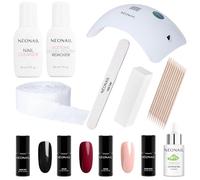 NÉONAIL Starter Set 4x Colores Uñas con Lampara LED - Pintauñas Semipermanentes - Lampara Uñas Semipermanentes - Gel Uñas - Top Coat - Lampara de Uñas - Manicura - Base Coat - Kit - Unhas - UV/LED