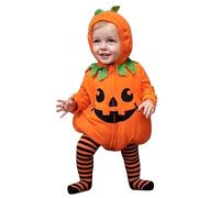 Neonato Neonate Ragazzi Halloween Copre Gli Insiemi Zucca Manica Lunga In Pile con Cerniera con Cappuccio Pagliaccetto Giacca Magliette E Camicette Pantaloni A Righe Footed (b-Orange, 6-12 Months)