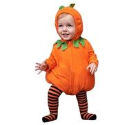 Neonato Neonate Ragazzi Halloween Cosplay Set di vestiti Manica Lunga In Pile Cerniera con Cappuccio Pagliaccetto Top Pantaloni a Righe Leggings con piedi Costumi (r-Orange, 18-24 Months)