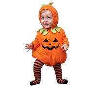 Neonato Neonate Ragazzi Halloween Cosplay Set di vestiti Manica Lunga In Pile Cerniera con Cappuccio Pagliaccetto Giacca Pantaloni a Righe Leggings con piedi Costumi 2 pezzi (c-Orange, 6-12 Months)