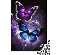 NeonButterfly Rompecabezas PurpleBlue 1000 Piezas de Papel Reciclado Adultos Y Mayores De 12 Años Divertido y Desafiante Familiar 70x50cm/1000pcs