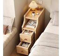 NEONMAN Mesita de Noche Estrecha con Dos Cajones, Mueble de Noche Capacidad de Carga 80 kg Ahorra Espacio es Resistente y Duradero, Adecuado para Dormitorios y Salas de Estar(Wood Color,20x40x50cm)