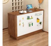 NEONMAN Mostrador de Recepción de Oficina con Tablero Perforado DIY y Cajón con Cerradura - Gran Mostrador de Caja de Almacenamiento para Tienda Oficina Hotel(Brown+White,120x40x88cm)