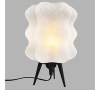 NEONOBS Lámpara de Mesa Japandi con Pantalla Ondulada Translúcida Texturizada, Base Trípode Negra, Luz de Ambiente para Decoración de Interiores