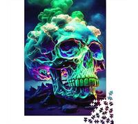 NeonSkull Rompecabezas PsychedelicSmokeArt 1000 Piezas de Papel Reciclado para Mujeres y Hombres Difícil y Desafiante 38x26cm/1000pcs