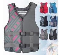 Neoprene Kayaking Jacket for Adults, Adjustable Water Sports Vest with High Flotation, Safety Buckle Closure for Swimming Kayaking Boating Surfing Paddle Boarding Activities(Gris,S30-50KG)