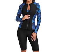 Neopreno Mujer Bikini Manga Larga Bañador Natacion Trajes De Baño Tallas Grandes Suit Corto Short Traje Piscina Chaqueta Camiseta La En El Agua Playa Proteccion Solar 3XL Buceo Swimming Costume Women