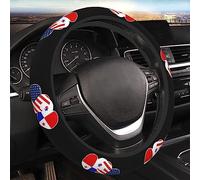 Neopreno Volante De Coche Protector 38Cm Corazón De Estados Unidos Bandera De Panamá Americana Y Panameña Funda para Volante De Coche Antideslizante Cubierta del Volante para Furgoneta