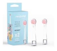 NEOPULSE® - Juego de 2 recambios cabezales de cepillo rosas, nailon ultra suaves, cepillo de dientes eléctrico sónico para bebé NEOBABY® - de 0 a 3 años - Desde el primer diente - adecuado para la